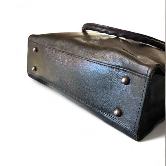 Patricia Nash Zancona Black Leather Tote | Studded Work Bag Shoulder Tote - Picture 5 of 11